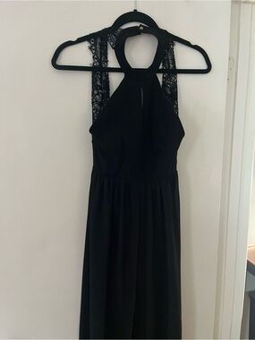 Lulu's Black Lace Halter Maxi Dress